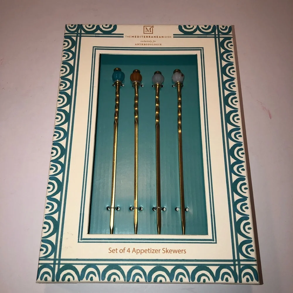 New Anthropologie Home Decor The Mediterranean Dish Appetizer Skewers Set of 4
